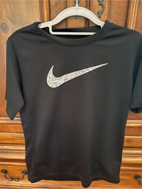 Nike Black Athletic Dri-FIT Tee with White Swoosh